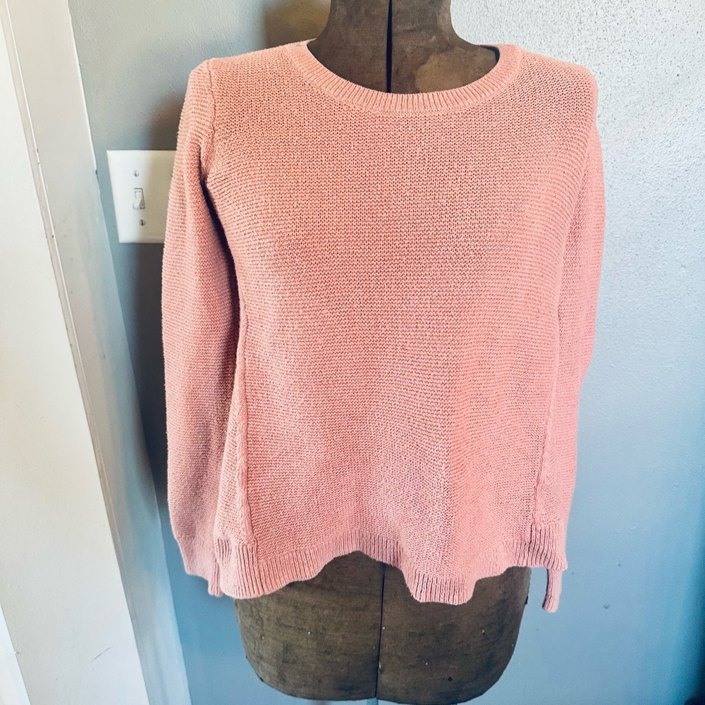 Madewell XS‎ Pink Waffle Knit Long Sleeve Lightweight Pullover Sweater